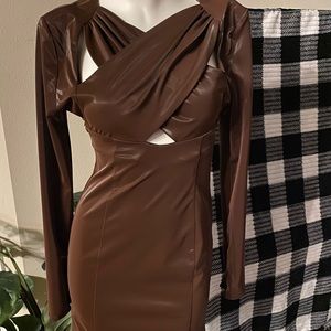 Brown Long sleeve mini dress